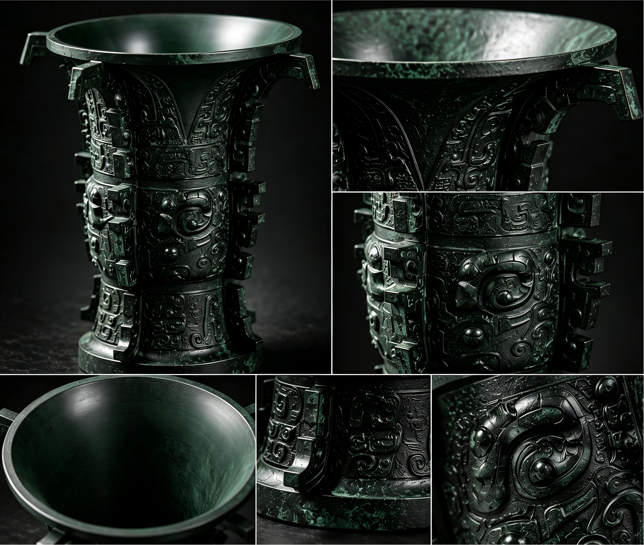 Ancient He Zun Bronze Vessel – Lost-Wax Cast Chinese Collectible Art