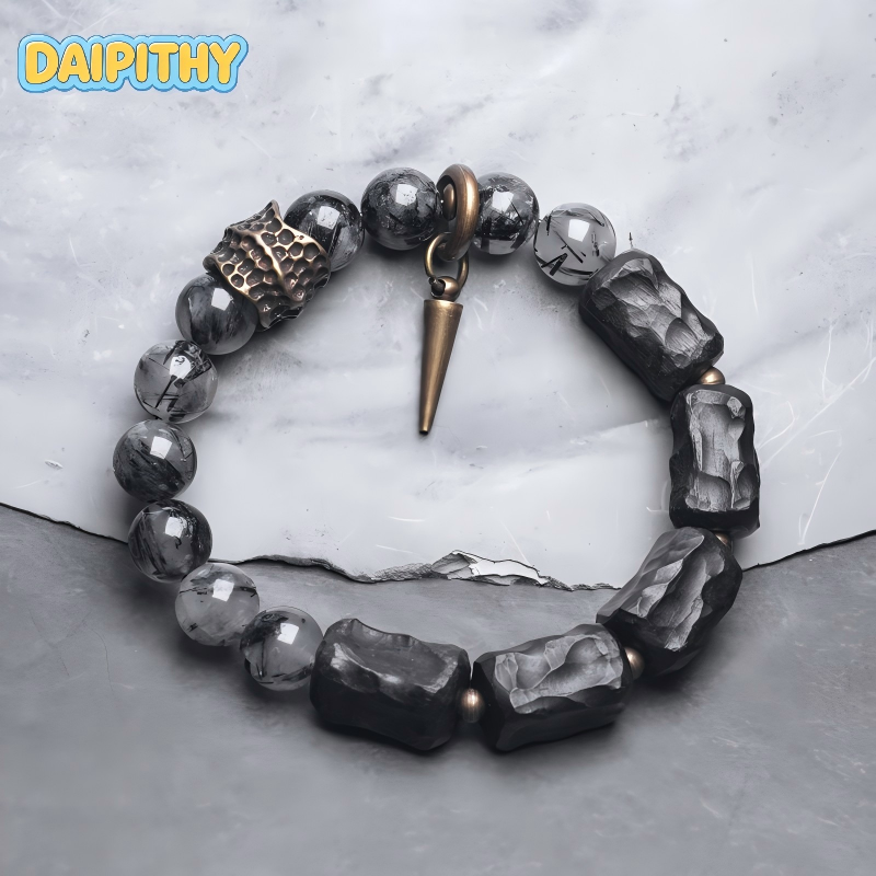 Dark Series Black Hair Crystal & Ebony Bracelet