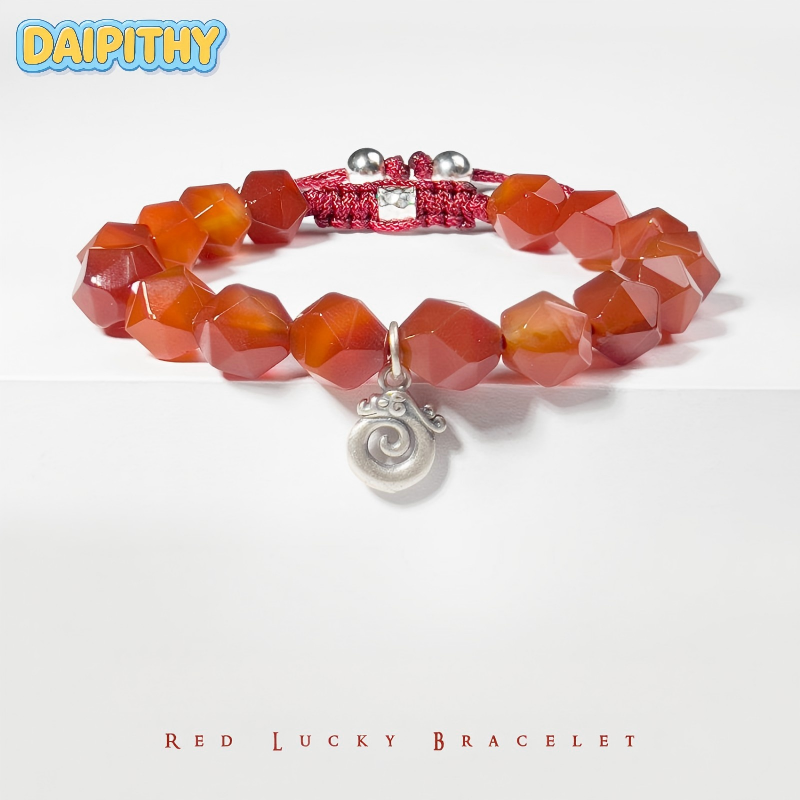 Dai Era - Fire Series Red Agate Silver Bracelet