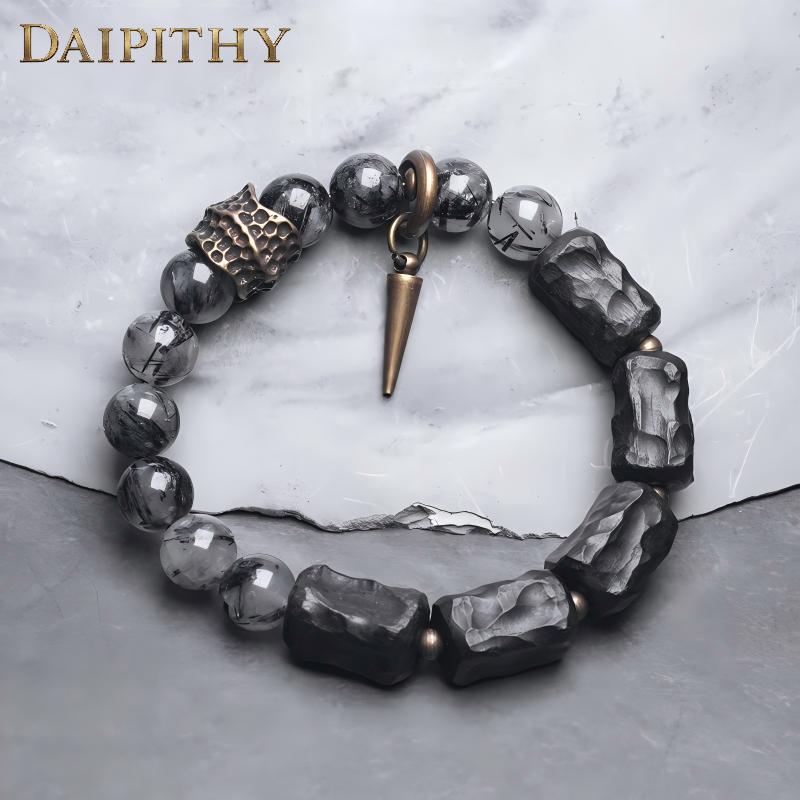 Dark Series Black Hair Crystal & Ebony Bracelet