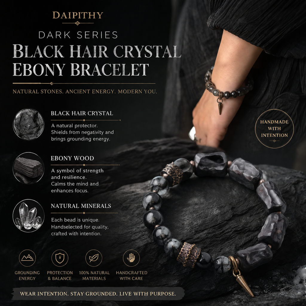 Dark Series Black Hair Crystal & Ebony Bracelet
