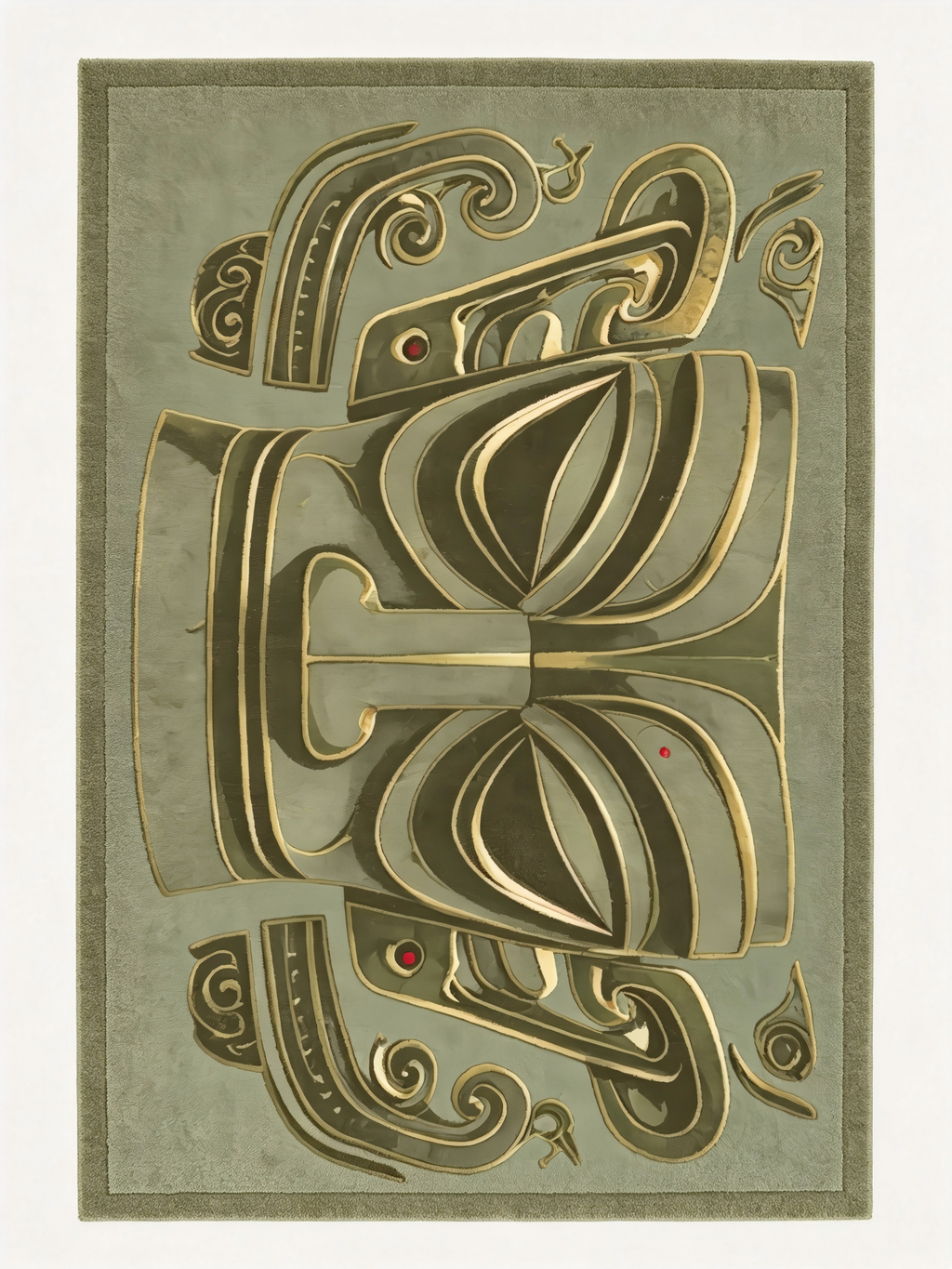 The Sacred Mask of Sanxingdui – Ancient Chinese Bronze Civilization Art Rug, Mythical Totem Carpet Inspired by Shu Dynasty Culture