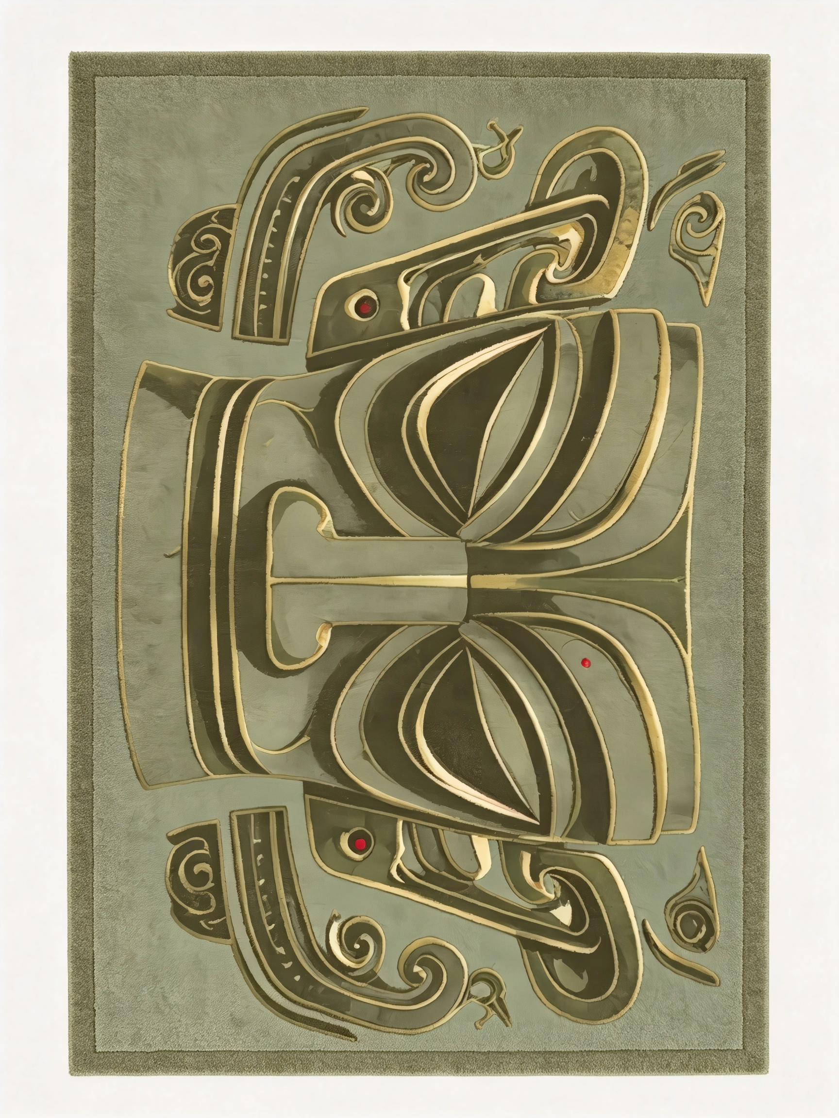 The Sacred Mask of Sanxingdui – Ancient Chinese Bronze Civilization Art Rug, Mythical Totem Carpet Inspired by Shu Dynasty Culture