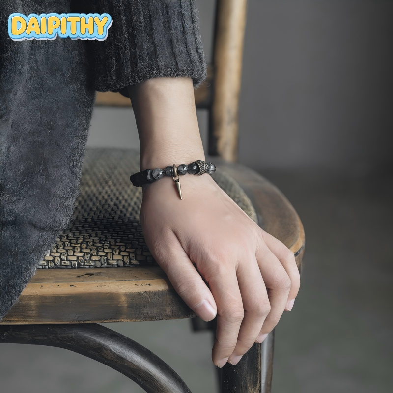 Dark Series Black Hair Crystal & Ebony Bracelet