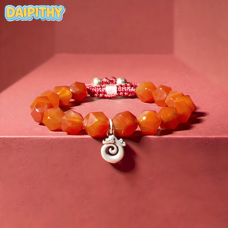 Dai Era - Fire Series Red Agate Silver Bracelet