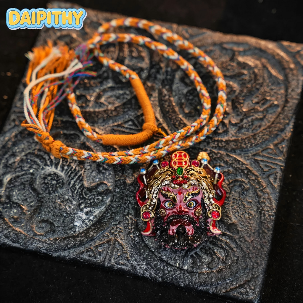 Courage Warden Spirit Visage Pure Copper Lacquer Pendant