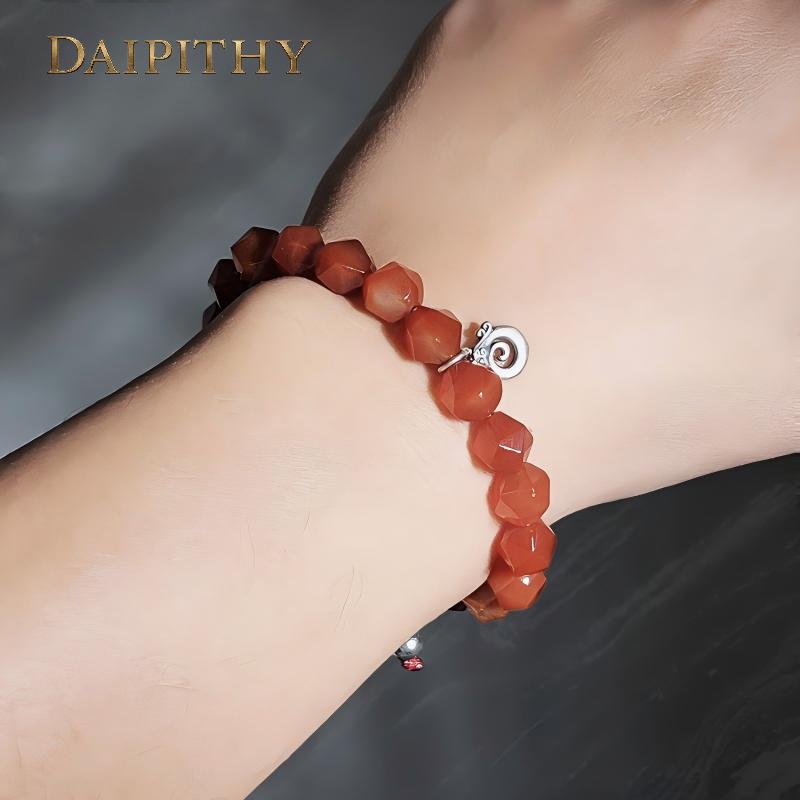 Dai Era - Fire Series Red Agate Silver Bracelet