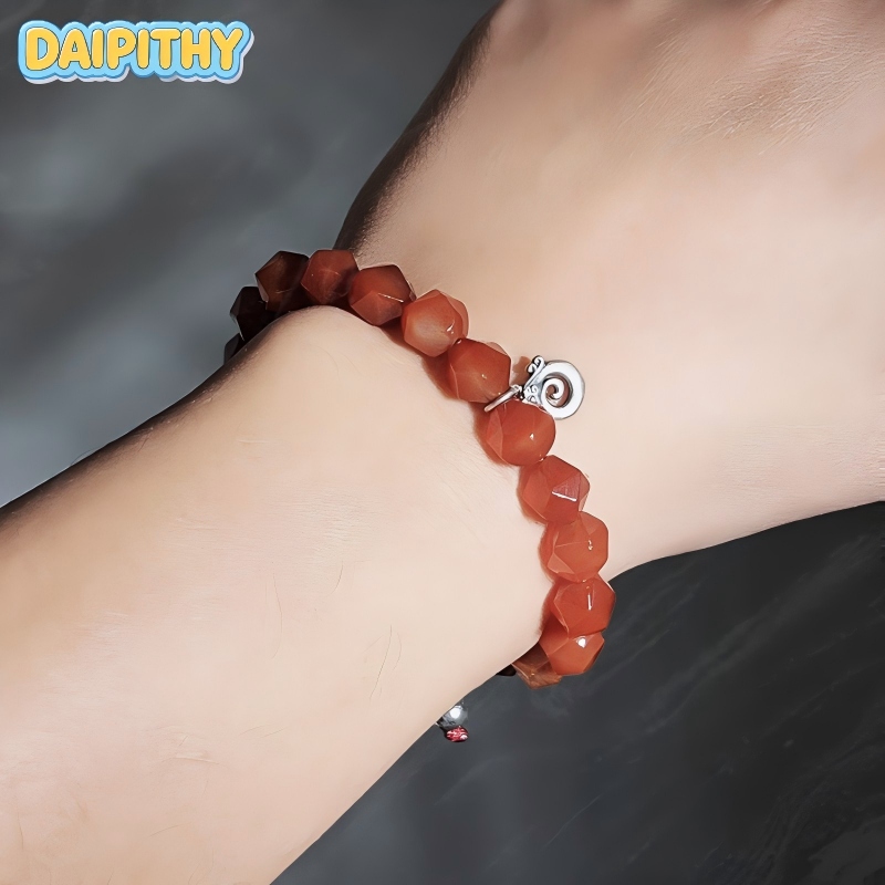 Dai Era - Fire Series Red Agate Silver Bracelet