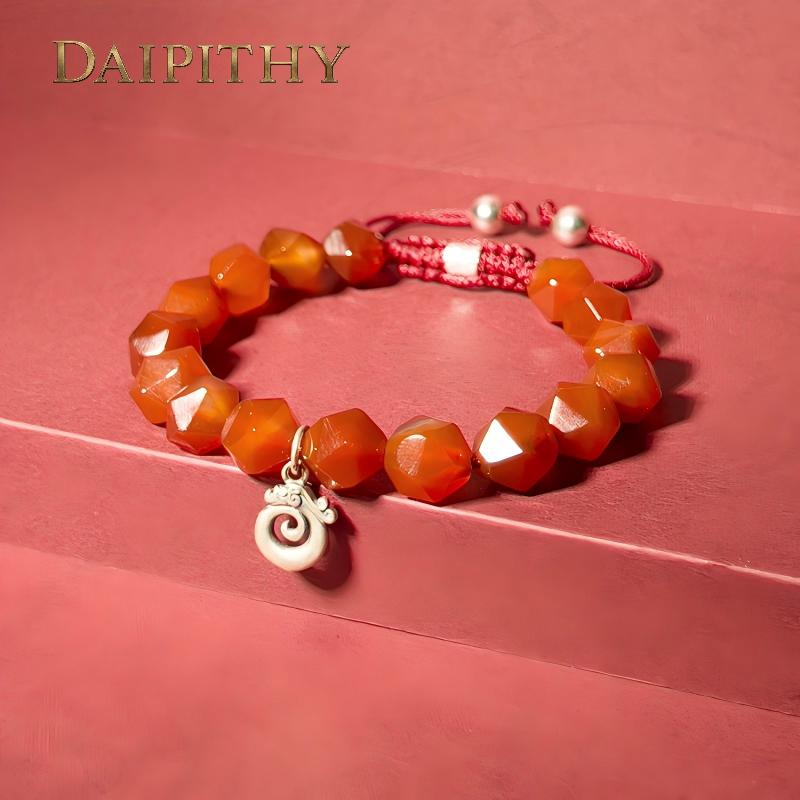 Dai Era - Fire Series Red Agate Silver Bracelet