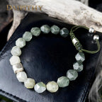 Dai Era - Wood Series Green Crystal & Wood-Grain Silver Bracelet