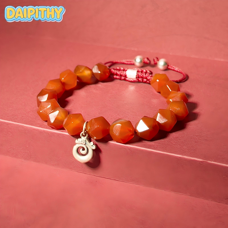 Dai Era - Fire Series Red Agate Silver Bracelet