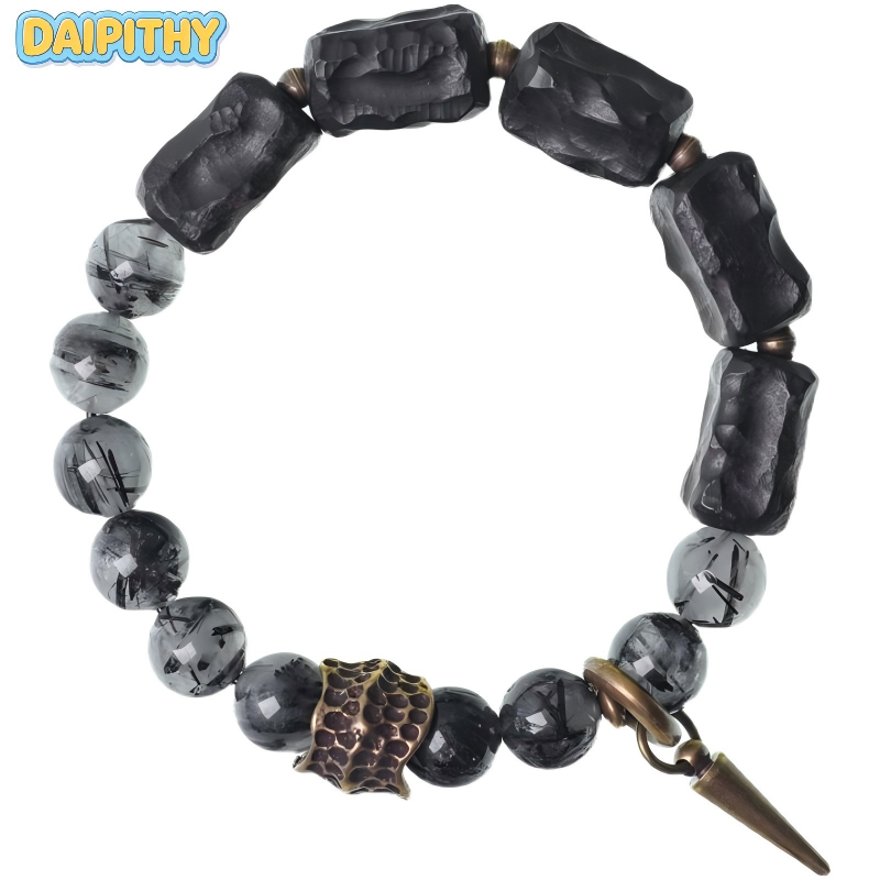 Dark Series Black Hair Crystal & Ebony Bracelet