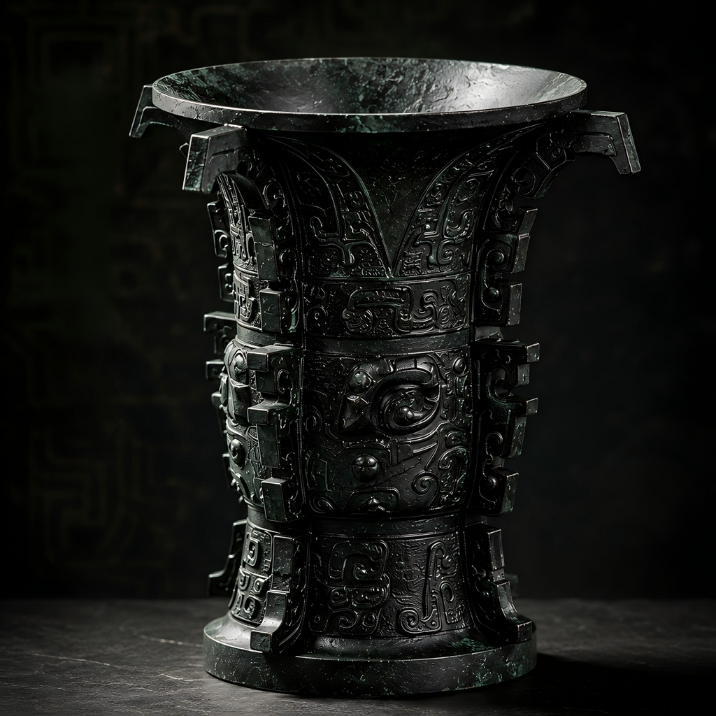 Ancient He Zun Bronze Vessel – Lost-Wax Cast Chinese Collectible Art