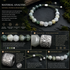 Dai Era - Wood Series Green Crystal & Wood-Grain Silver Bracelet