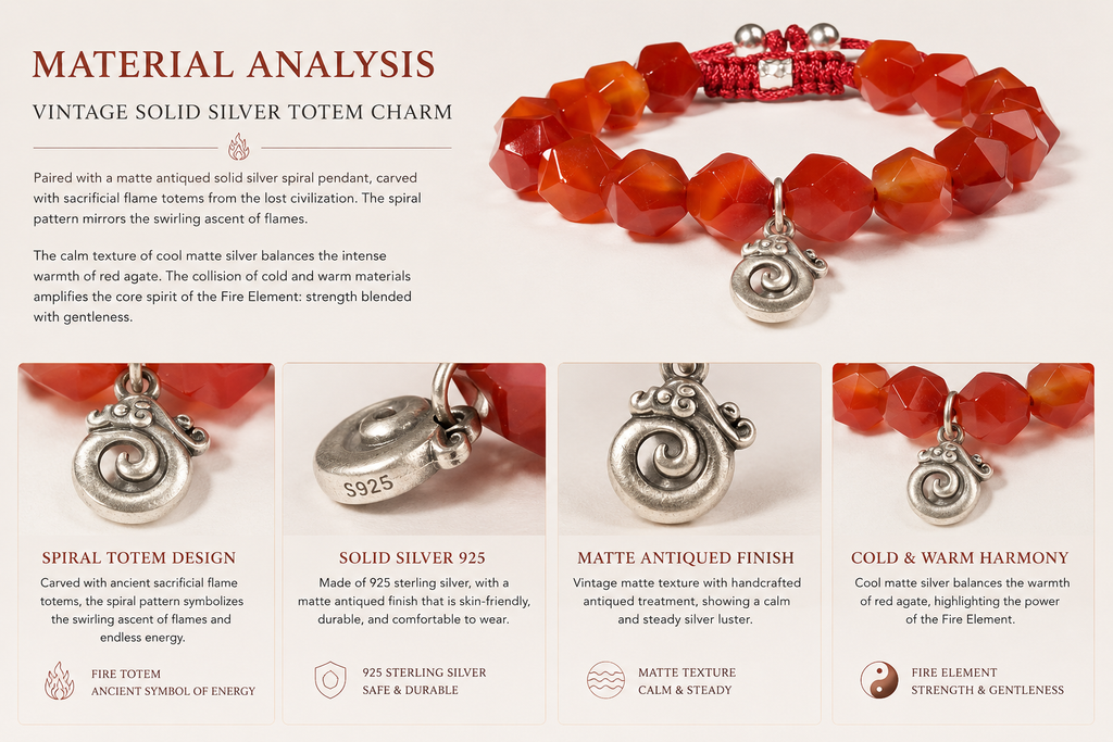 Dai Era - Fire Series Red Agate Silver Bracelet