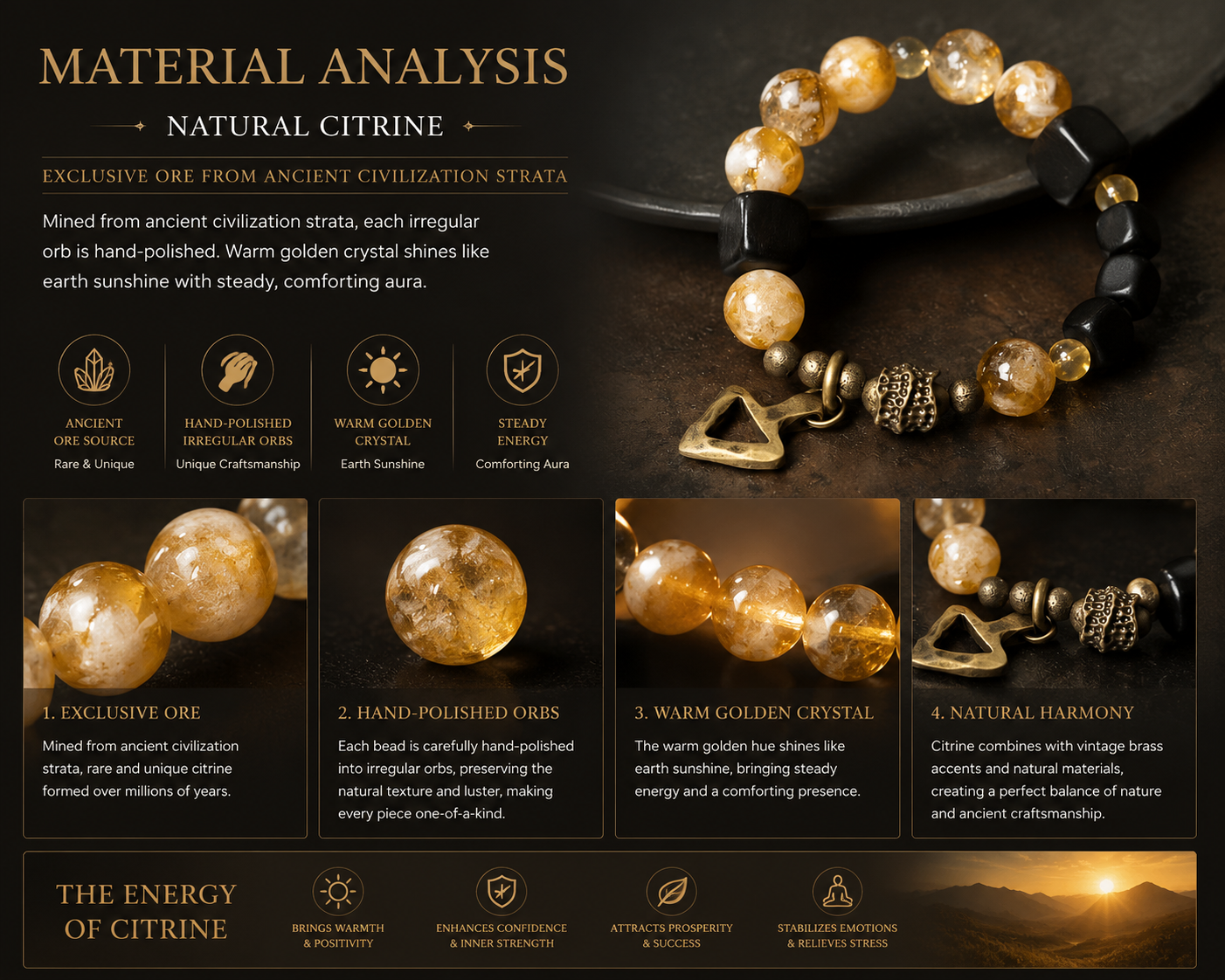 Dai Era - Earth Series Citrine & Ebony Bracelet