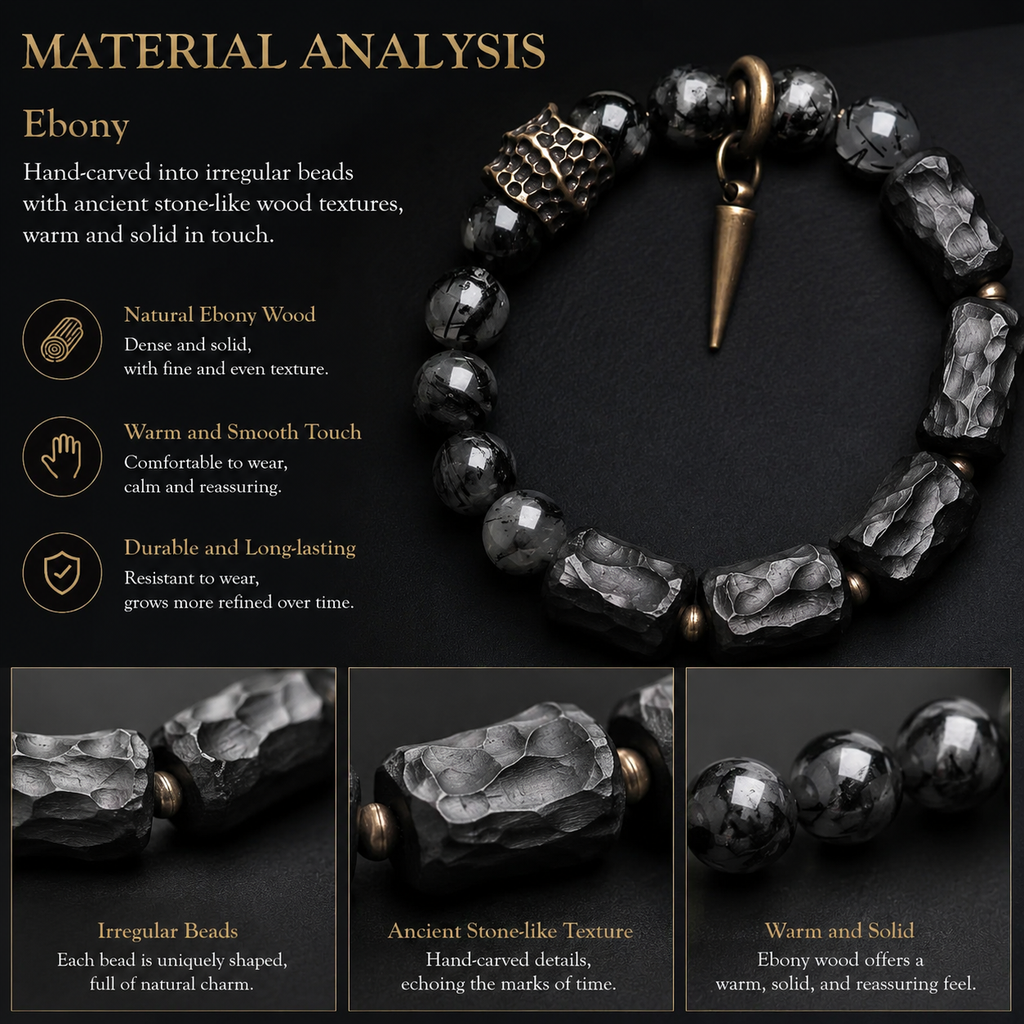Dark Series Black Hair Crystal & Ebony Bracelet