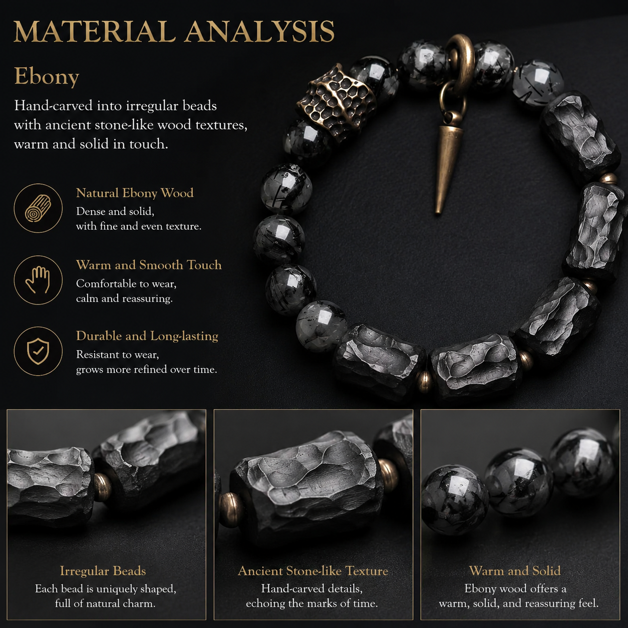 Dark Series Black Hair Crystal & Ebony Bracelet