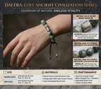 Dai Era - Wood Series Green Crystal & Wood-Grain Silver Bracelet