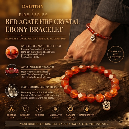 Dai Era - Fire Series Red Agate Silver Bracelet