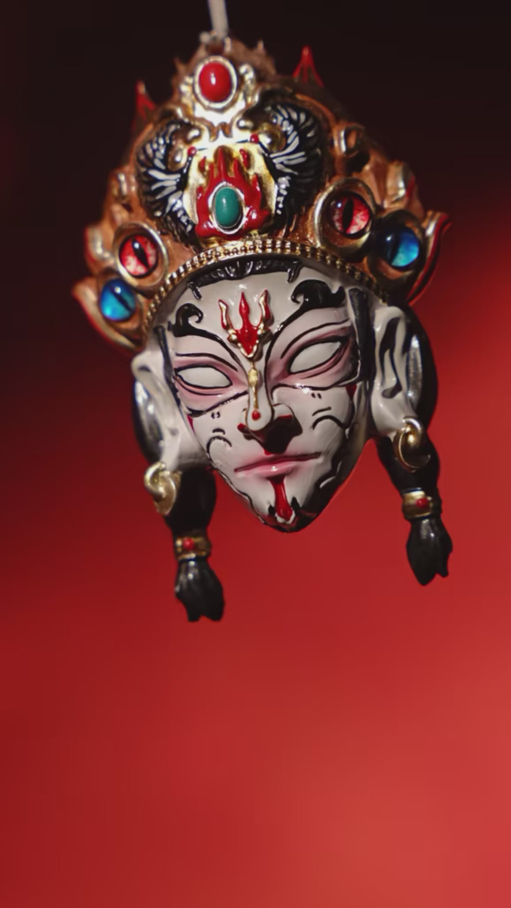 Harmony Guardian Spirit Visage Pure Copper Lacquer Pendant
