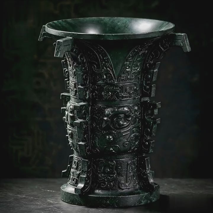 Ancient He Zun Bronze Vessel – Lost-Wax Cast Chinese Collectible Art